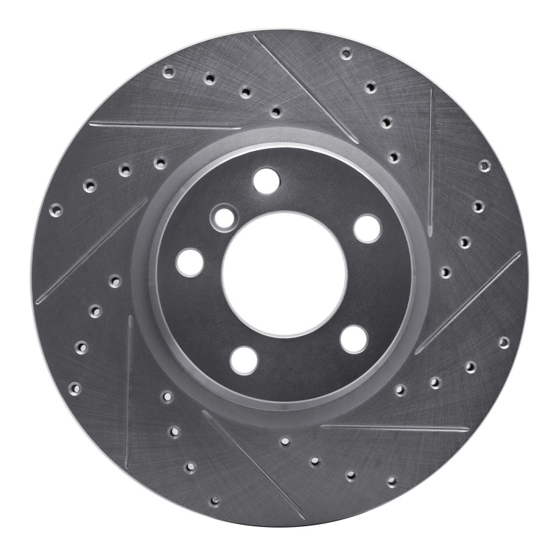 BMW 330e Brake Rotor (1) - Front Right - R1 Concepts - Drilled & Slotted - Silver - `12-`18